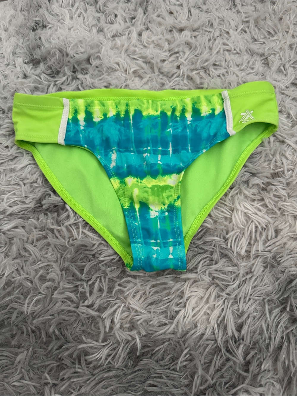 Kids Lime & Teal Tie-Dye Swim Bottoms